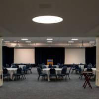 A set up in the Grand River Room.